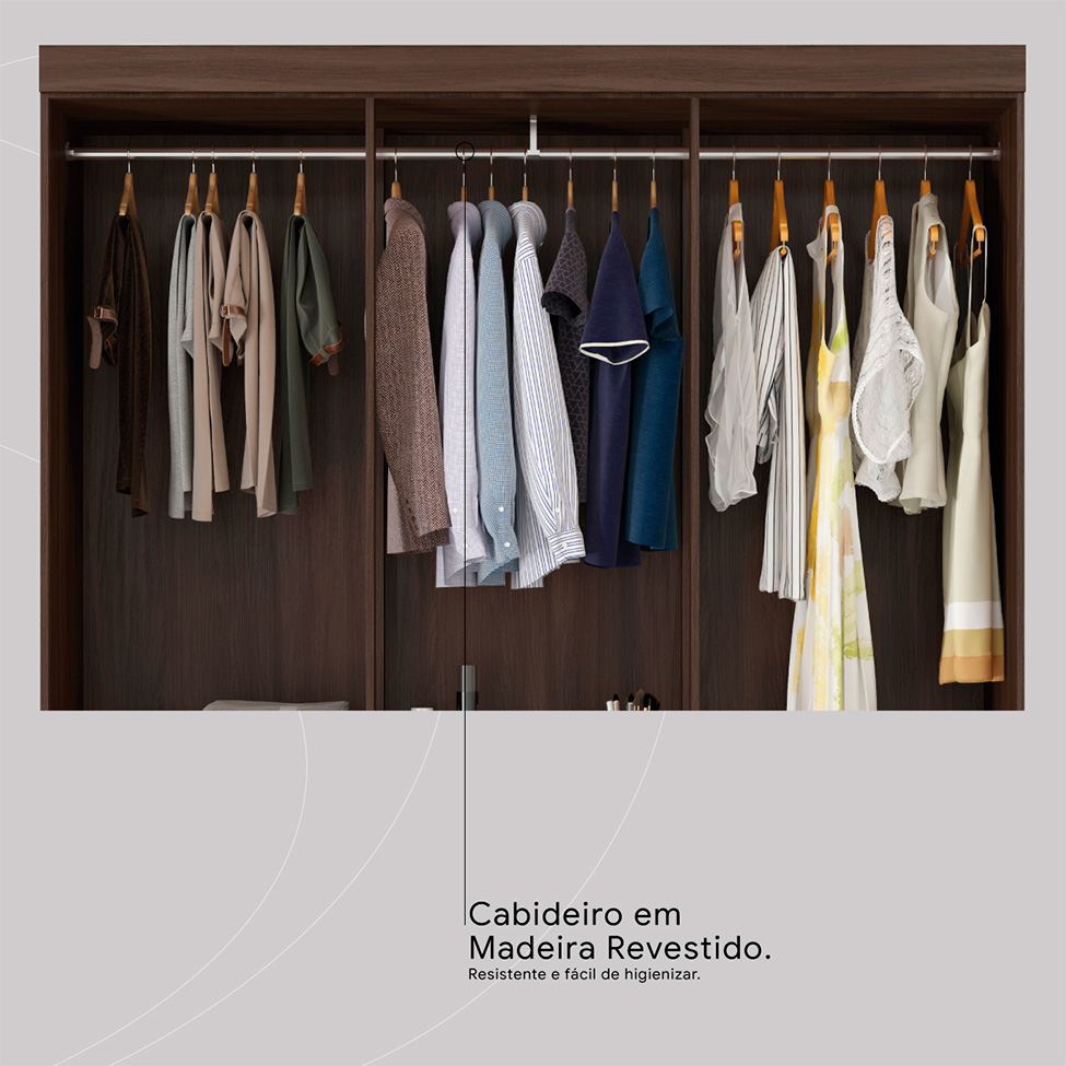 Guarda-Roupa Casal Flash 6 Portas 2 Gavetas Café