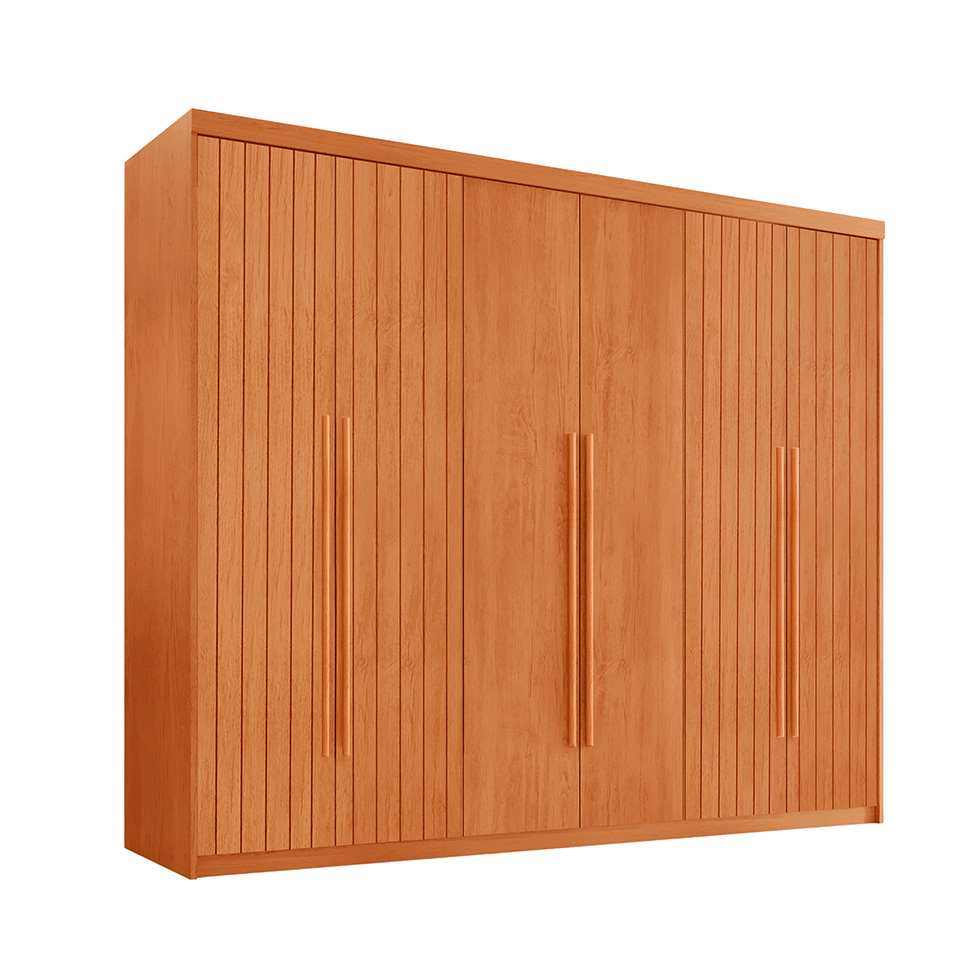 Guarda-Roupa Casal Frisado Xangai 100% MDF 6 Portas 2 Gavetas Naturalle