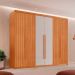 Guarda-Roupa Casal Frisado Xangai 100% MDF 6 Portas 2 Gavetas Naturalle e Off White