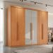 Guarda-Roupa Casal Frisado Xangai 100% MDF 6 Portas 2 Gavetas Naturalle e Off White