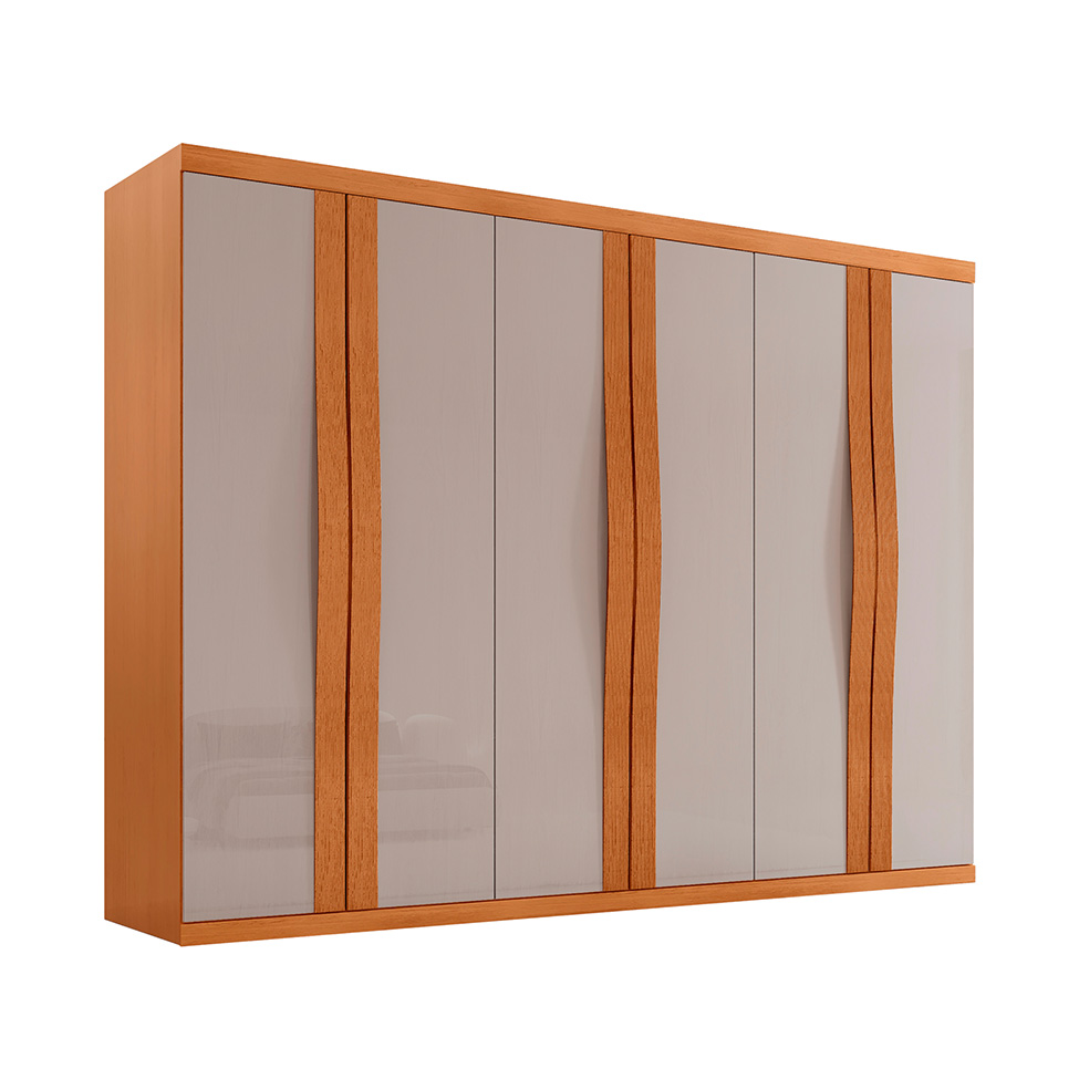 Guarda-Roupa Casal Fusion 100% MDF 6 Portas 6 Gavetas Nauralle e Off White