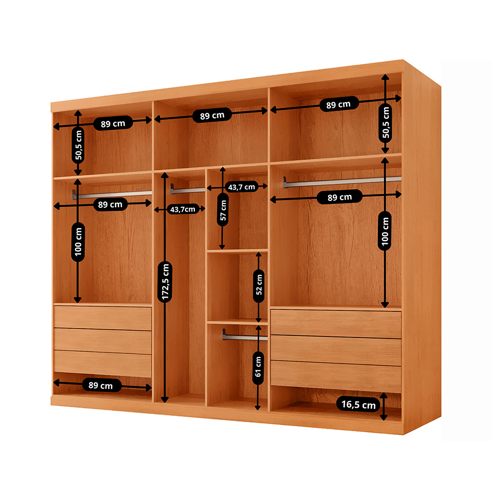 Guarda-Roupa Casal Fusion 100% MDF 6 Portas 6 Gavetas Nauralle e Off White