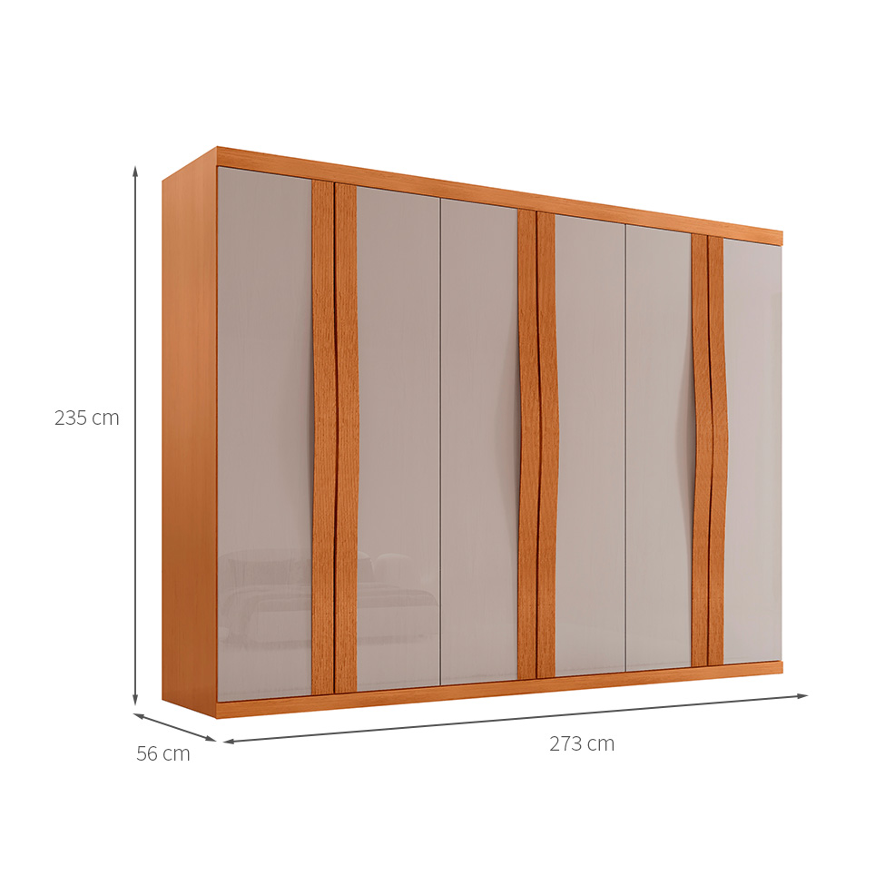 Guarda-Roupa Casal Fusion 100% MDF 6 Portas 6 Gavetas Nauralle e Off White