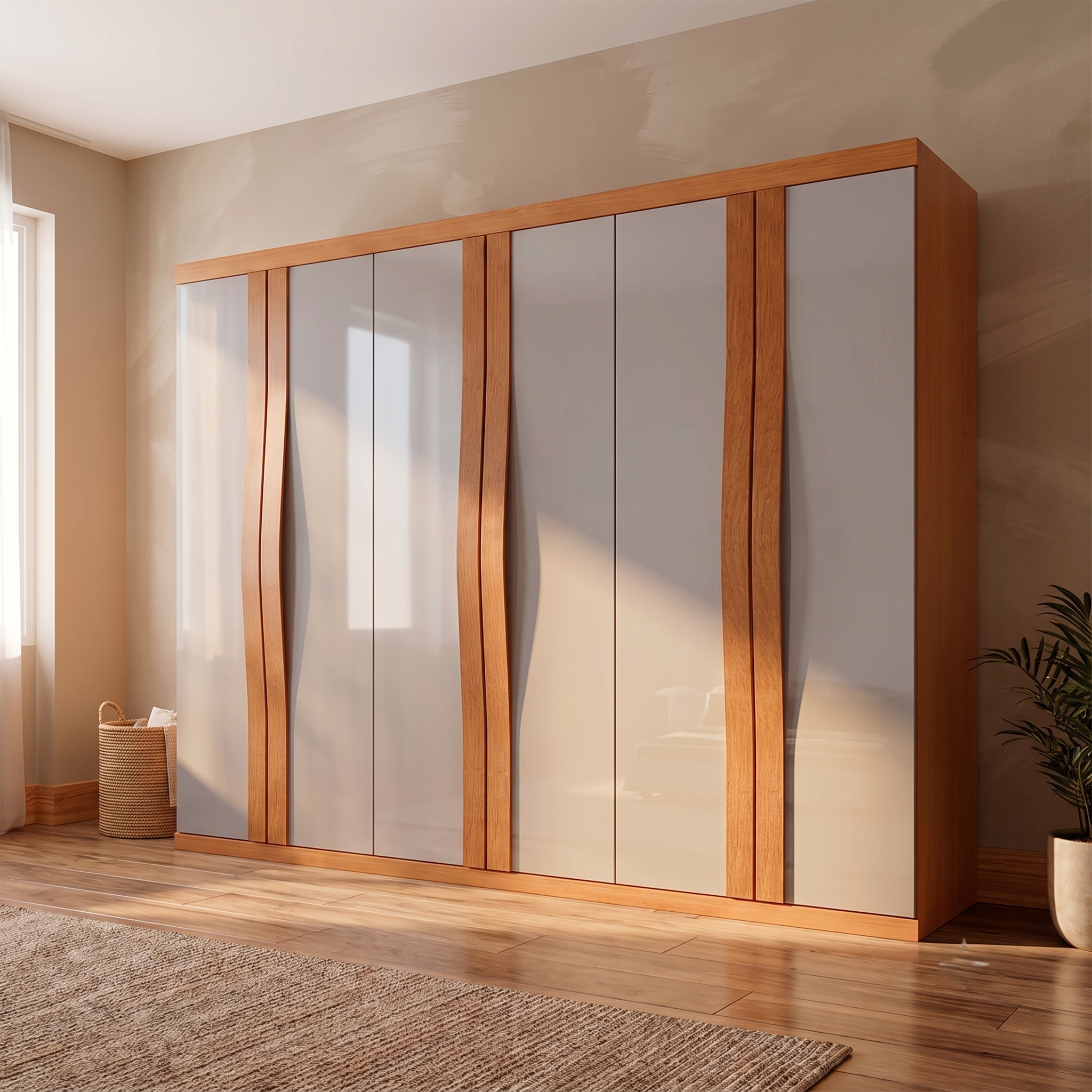 Guarda-Roupa Casal Fusion 100% MDF 6 Portas 6 Gavetas Nauralle e Off White