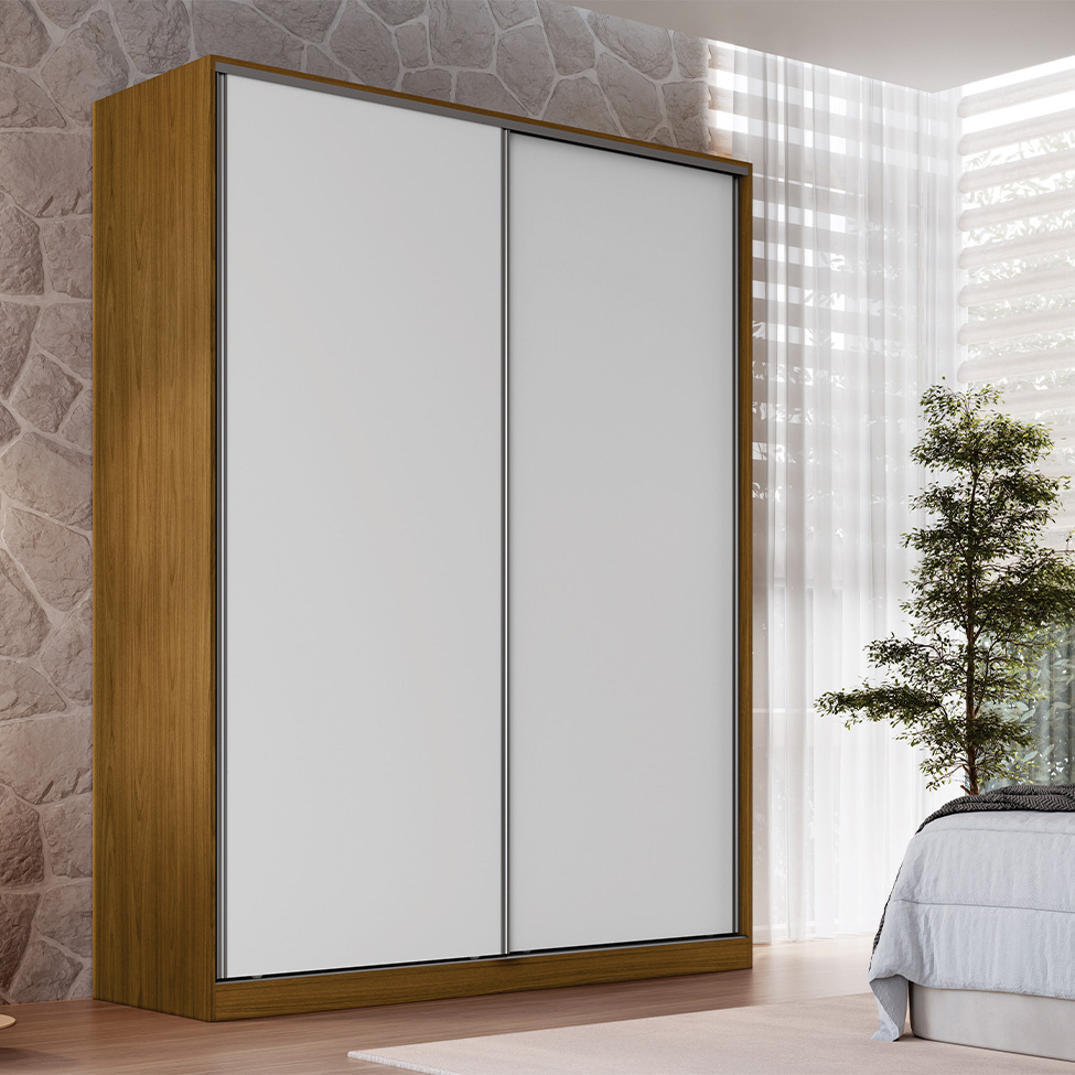 Guarda-Roupa Casal Gioh 2 Portas 3 Gavetas Freijó e Branco