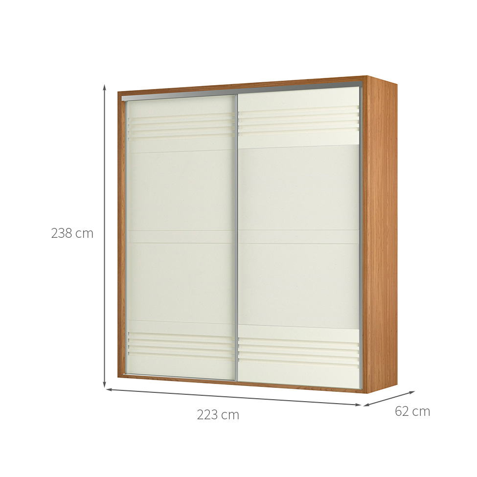 Guarda-Roupa Casal Girona 100% MDF 2 Portas 2 Gavetas Freijó e Off White