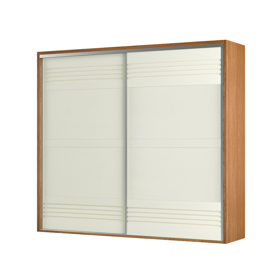Guarda-Roupa Casal Girona 100% MDF 2 Portas 4 Gavetas Freijó e Off White