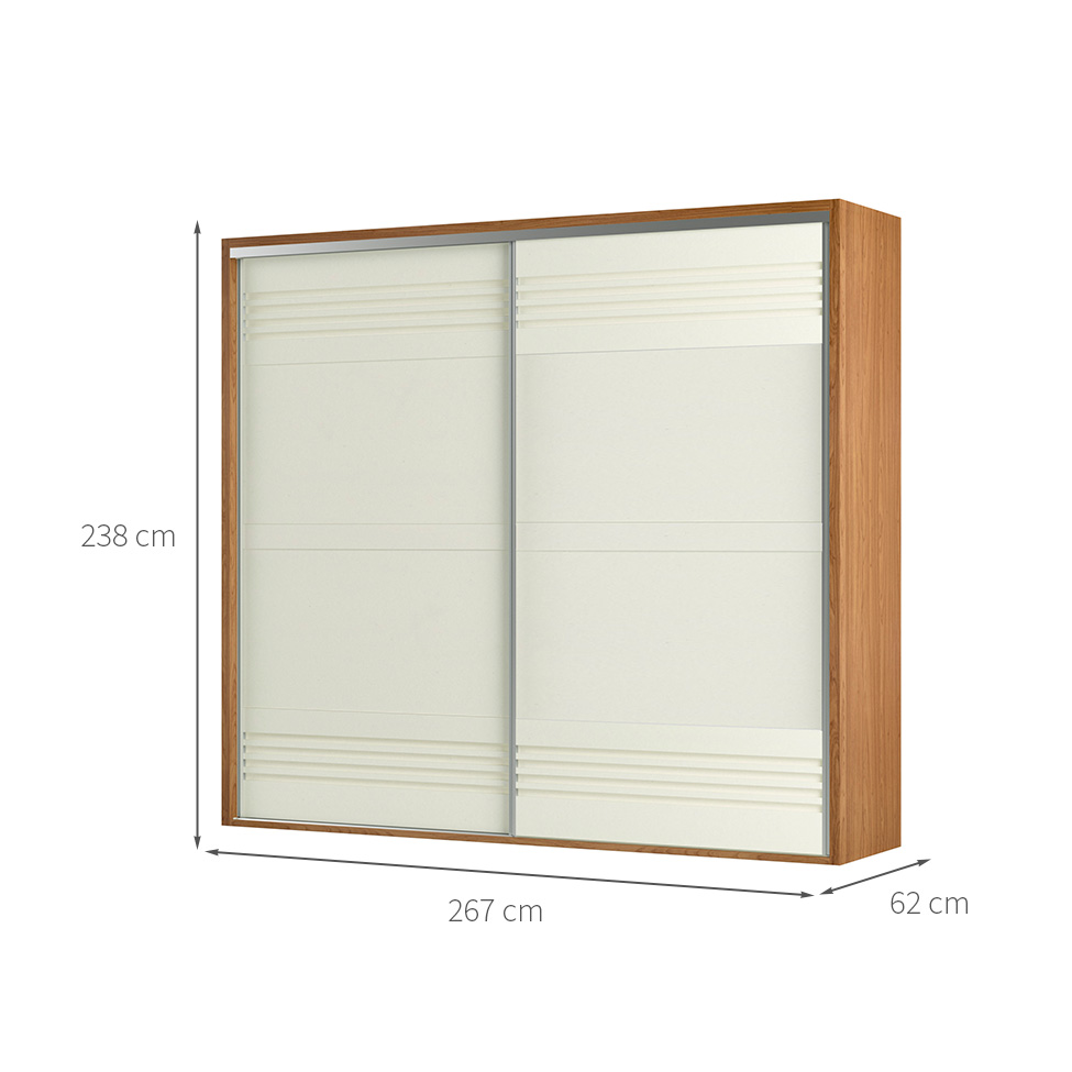 Guarda-Roupa Casal Girona 100% MDF 2 Portas 4 Gavetas Freijó e Off White