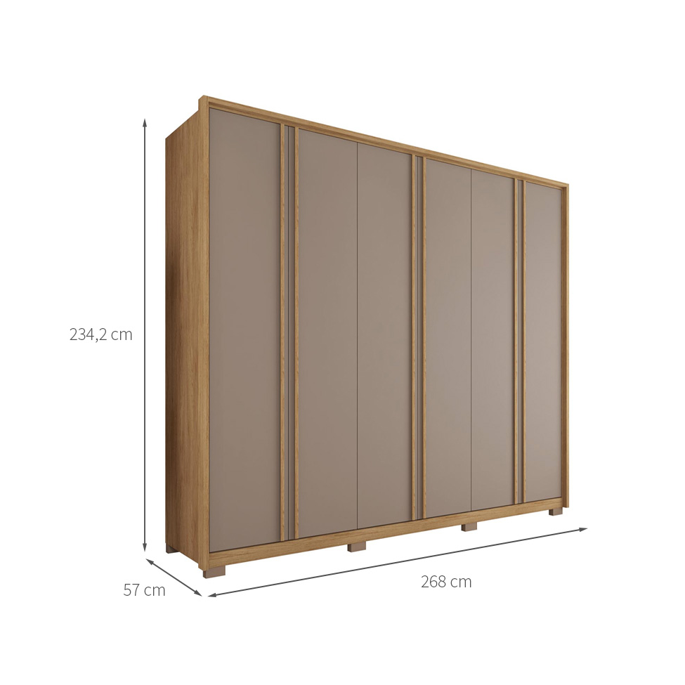 Guarda-Roupa Casal Gladiador 6 Portas 4 Gavetas Fendi e Buriti
