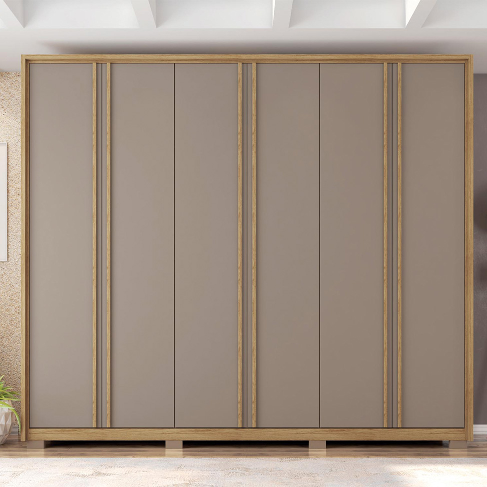 Guarda-Roupa Casal Gladiador 6 Portas 4 Gavetas Fendi e Buriti