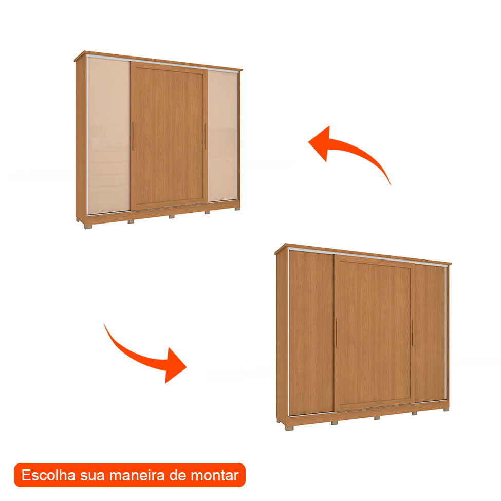 Guarda-Roupa Casal Hambers com Pés Flex 4 Portas 4 Gavetas Canela e Macadâmia