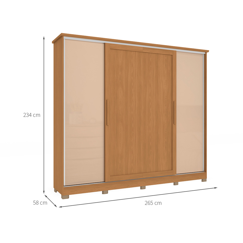 Guarda-Roupa Casal Hambers com Pés Flex 4 Portas 4 Gavetas Canela e Macadâmia