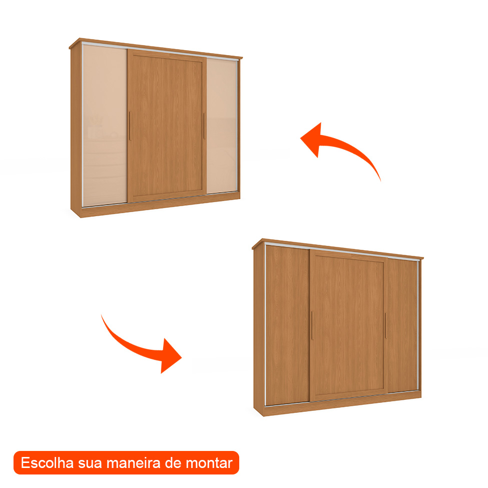 Guarda-Roupa Casal Hambers sem Pés Flex 4 Portas 4 Gavetas Canela e Macadâmia
