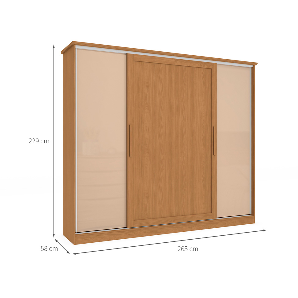 Guarda-Roupa Casal Hambers sem Pés Flex 4 Portas 4 Gavetas Canela e Macadâmia