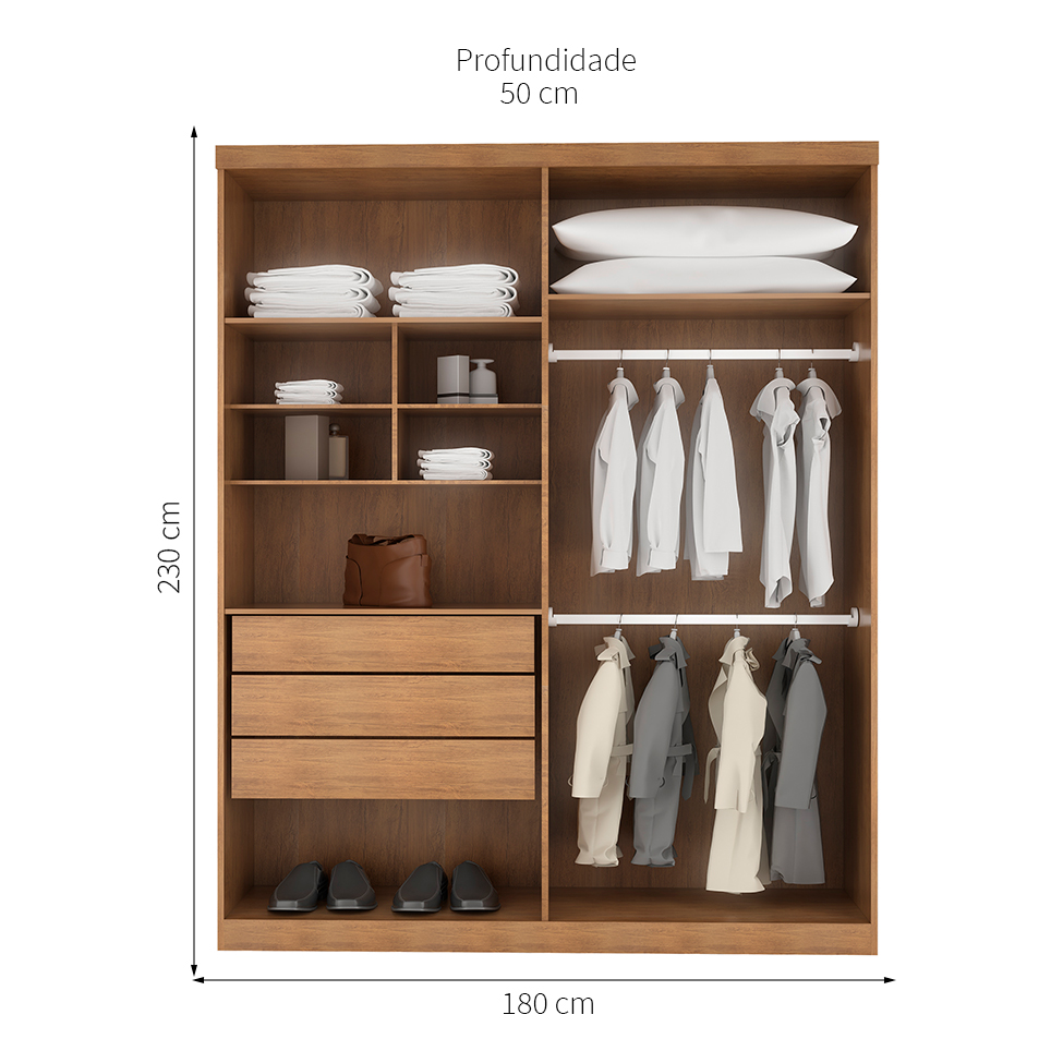 Guarda-Roupa Casal Império 4 Portas 3 Gavetas Imbuia