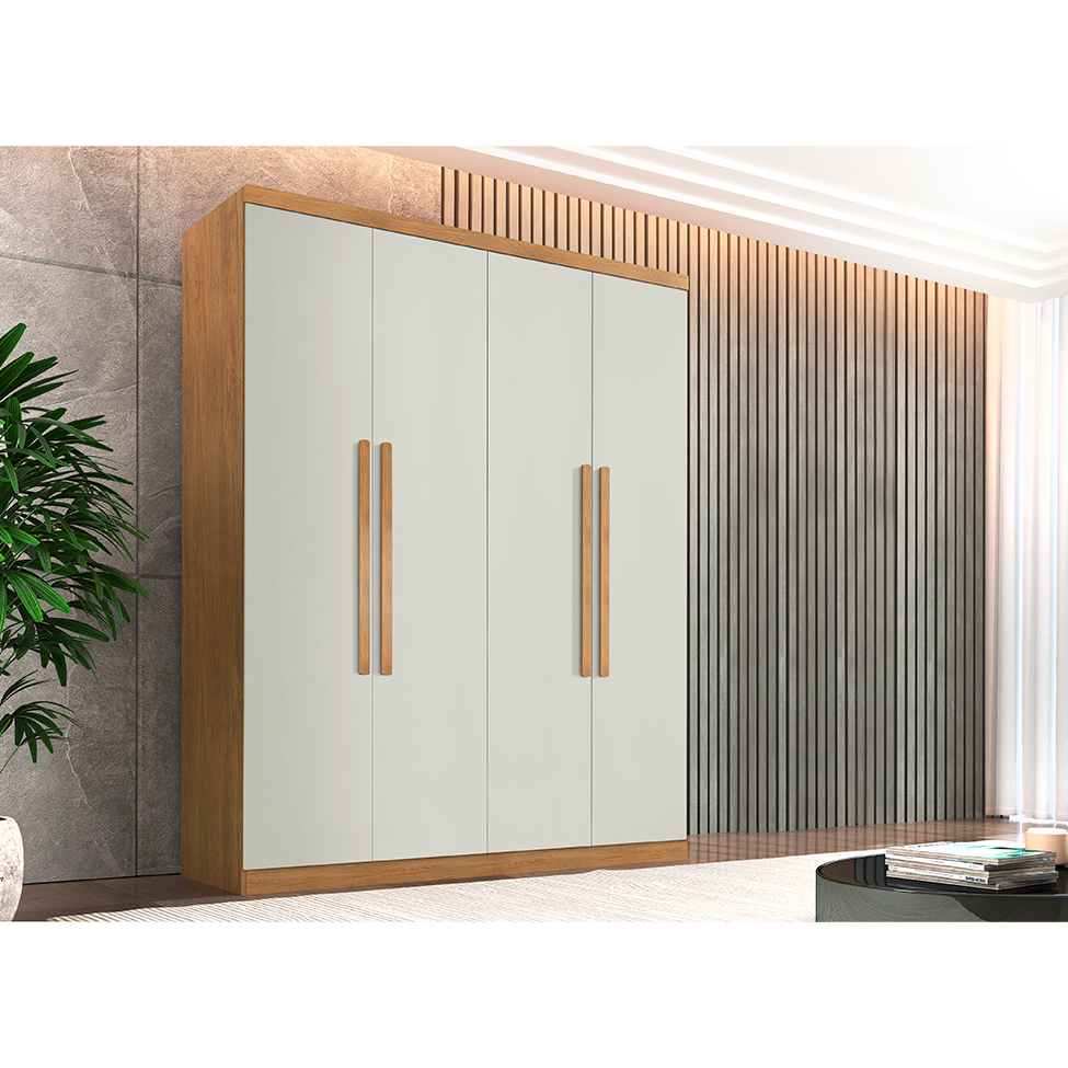 Guarda-Roupa Casal Império 4 Portas 3 Gavetas Imbuia e Off White