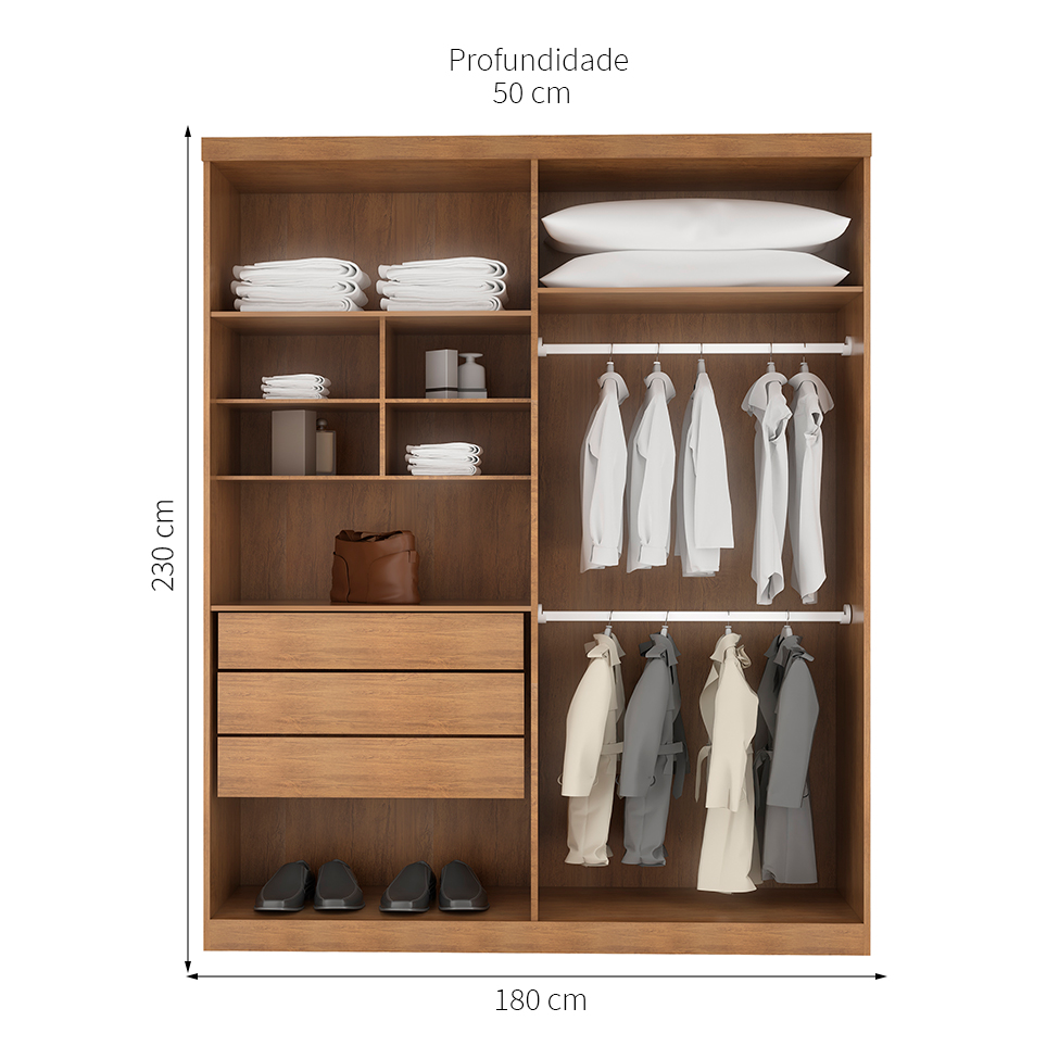 Guarda-Roupa Casal Império 4 Portas 3 Gavetas Imbuia e Off White