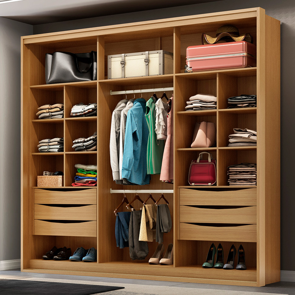 Guarda-Roupa Casal Imperium 100% MDF 2 Portas 6 Gavetas Freijó