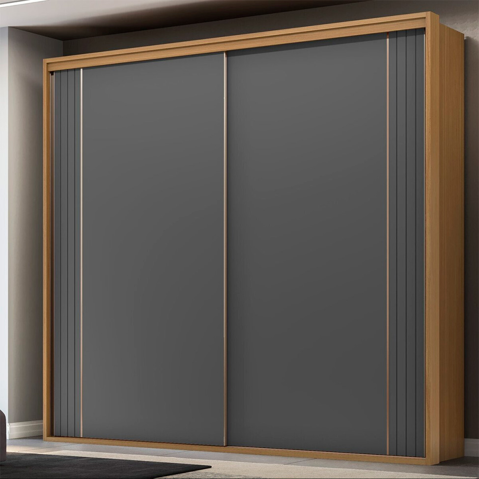 Guarda-Roupa Casal Imperium 100% MDF 2 Portas 6 Gavetas Freijó e Titânio