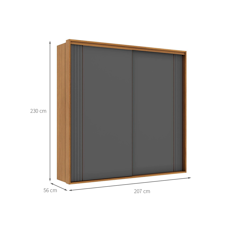 Guarda-Roupa Casal Imperium 100% MDF 2 Portas 6 Gavetas Freijó e Titânio