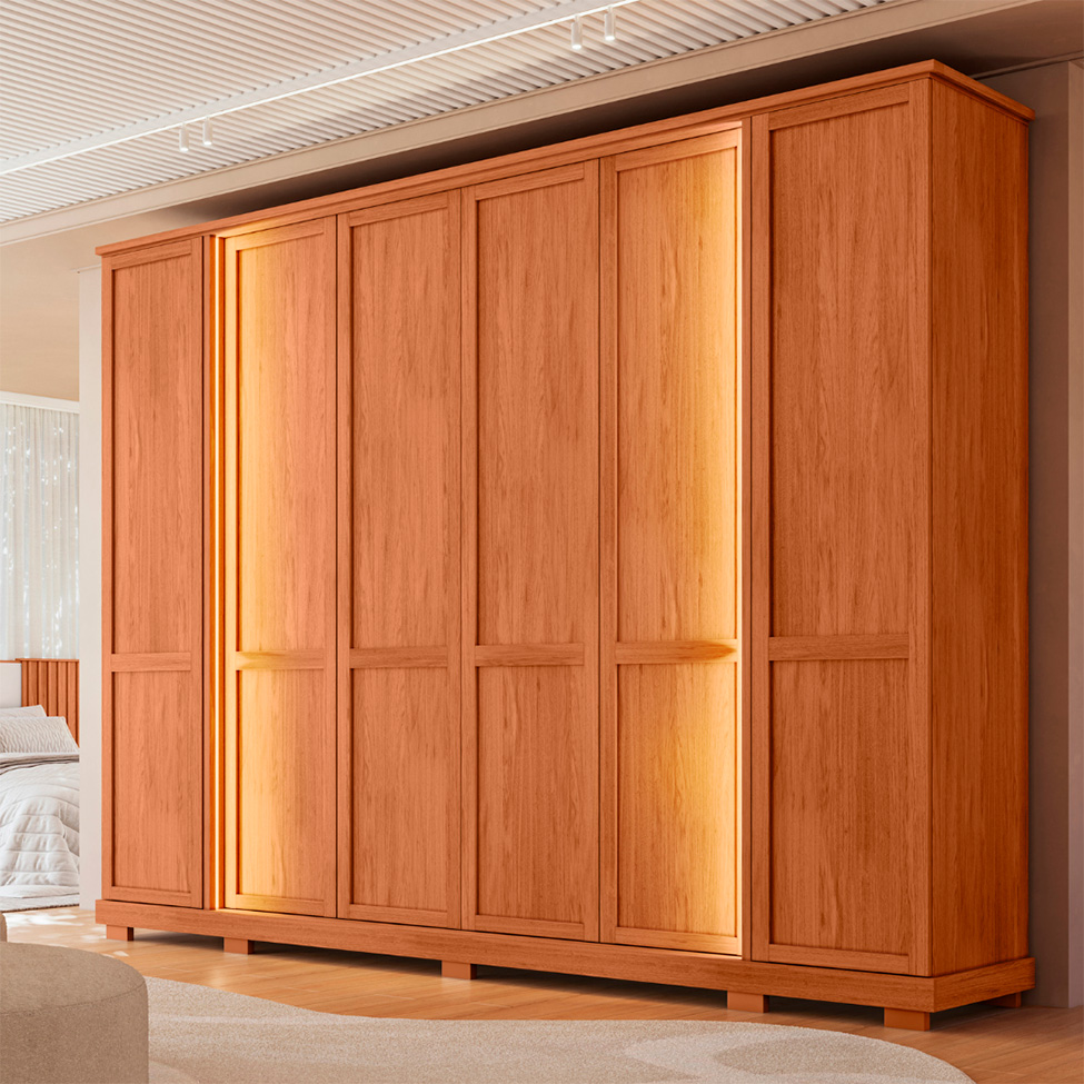 Guarda-Roupa Casal Impression 6 Portas 4 Gavetas Freijó