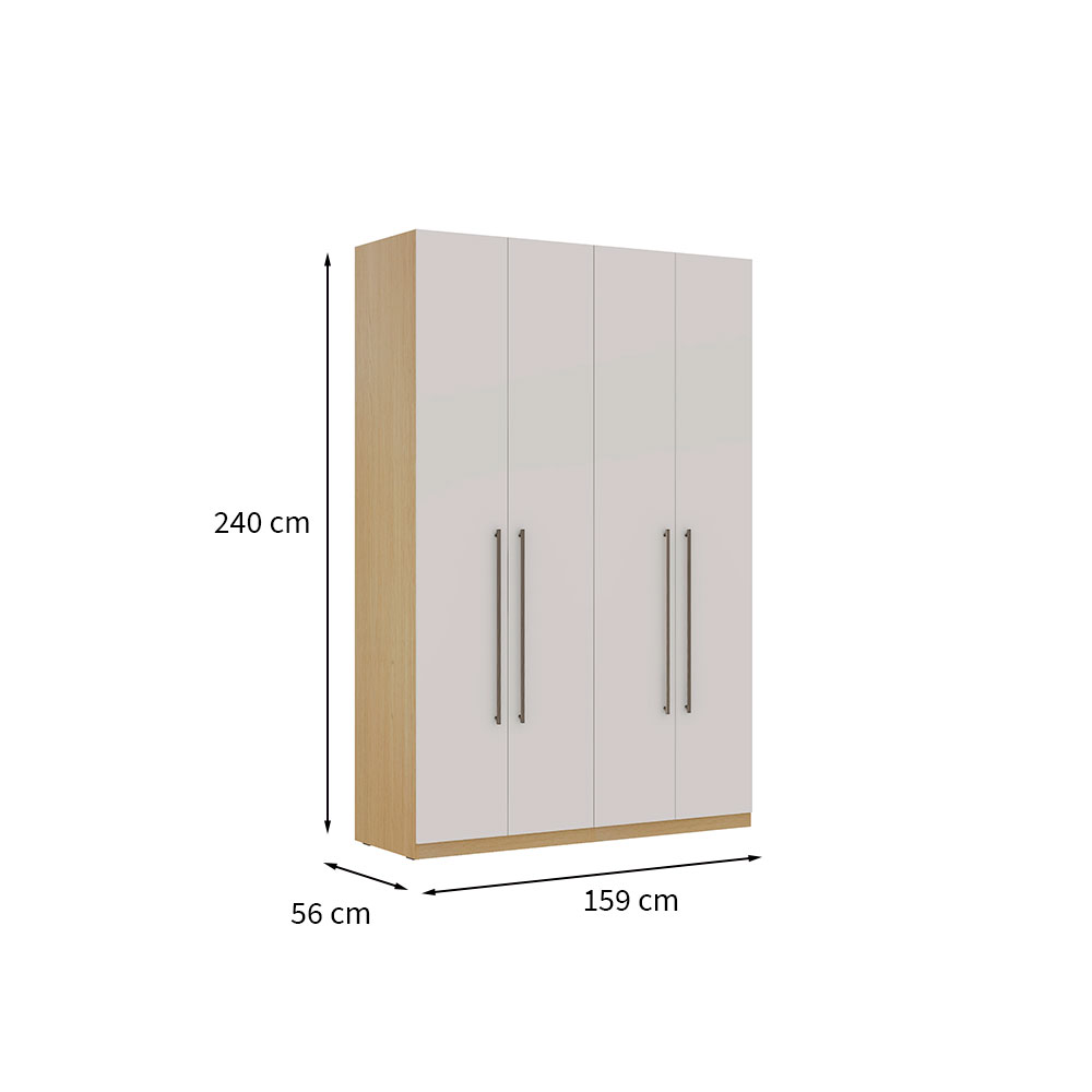 Guarda-Roupa Casal Infinity 4 Portas 3 Gavetas Savana e Branco