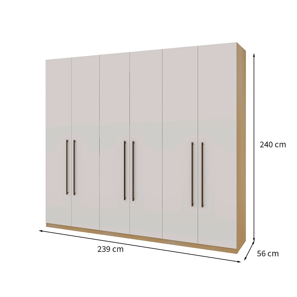 Guarda-Roupa Casal Infinity 6 Portas 3 Gavetas Branco e Savana