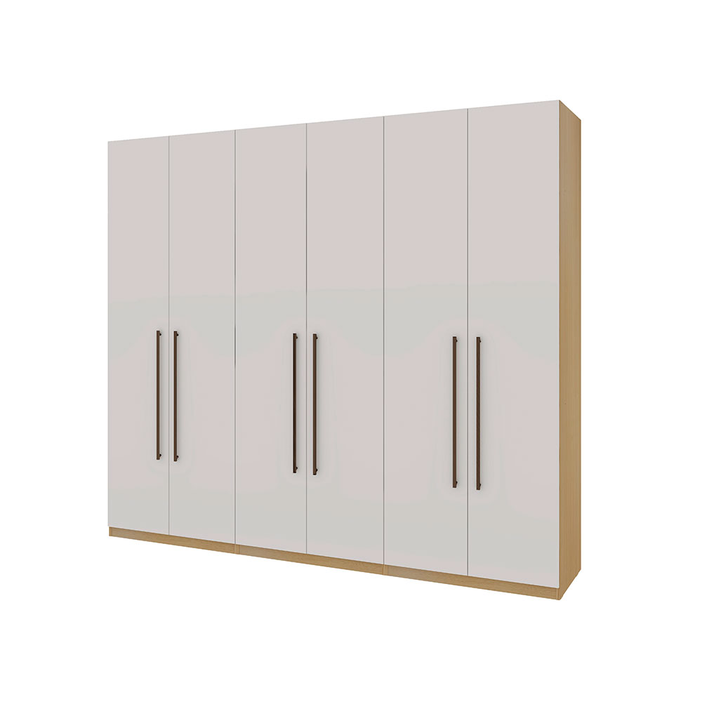 Guarda-Roupa Casal Infinity 6 Portas 3 Gavetas Branco e Savana
