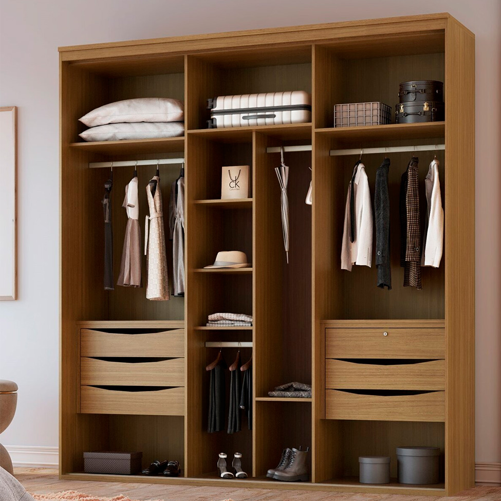 Guarda-Roupa Casal Inovatto 100% MDF 2 Portas 6 Gavetas Freijó