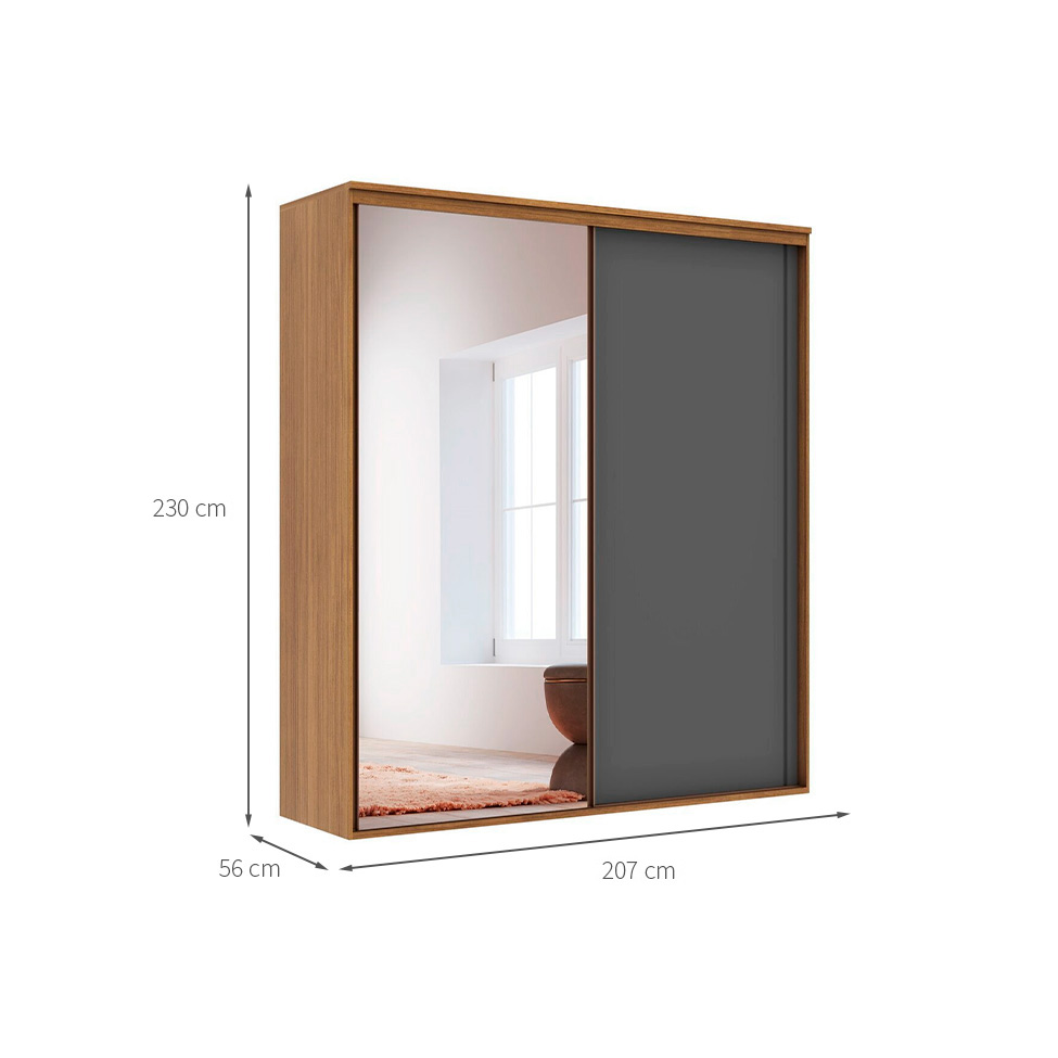 Guarda-Roupa Casal Inovatto 100% MDF 2 Portas 6 Gavetas Freijó e Titânio