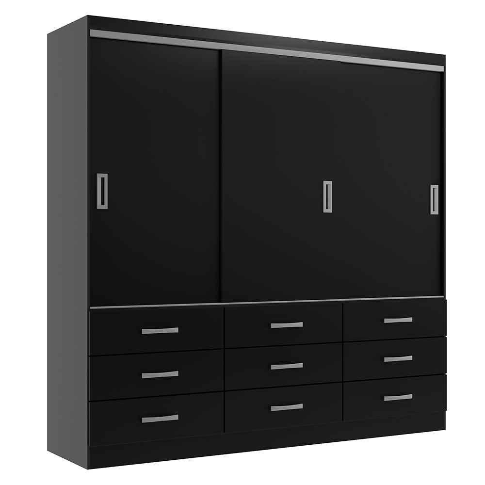 Guarda-Roupa Casal Isabela 3 PT 9 GV Preto