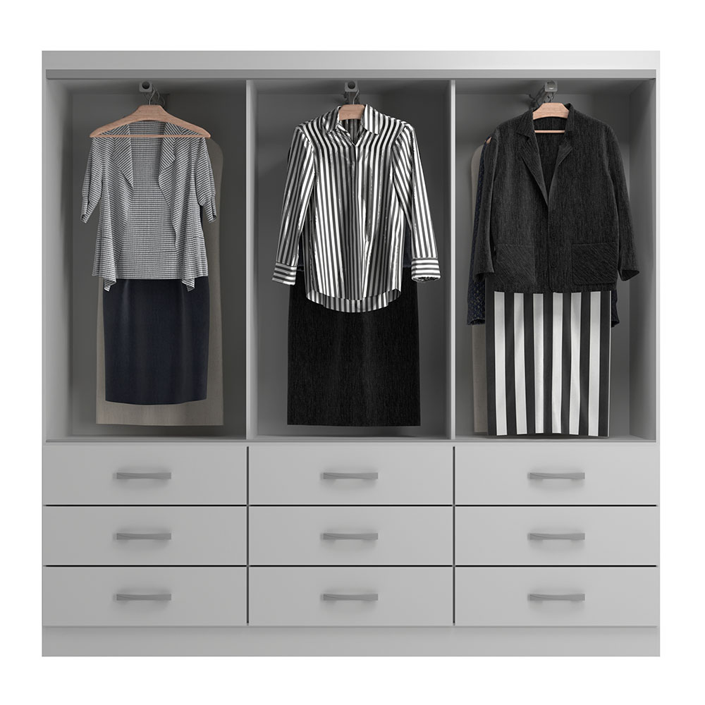Guarda-Roupa Casal Isabela 3 Portas 9 Gavetas Branco