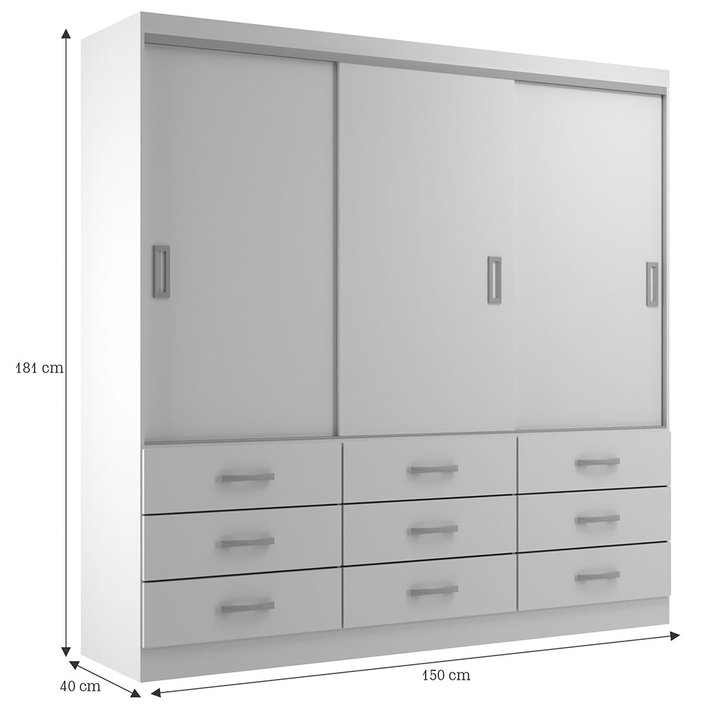 Guarda-Roupa Casal Isabela 3 Portas 9 Gavetas Branco