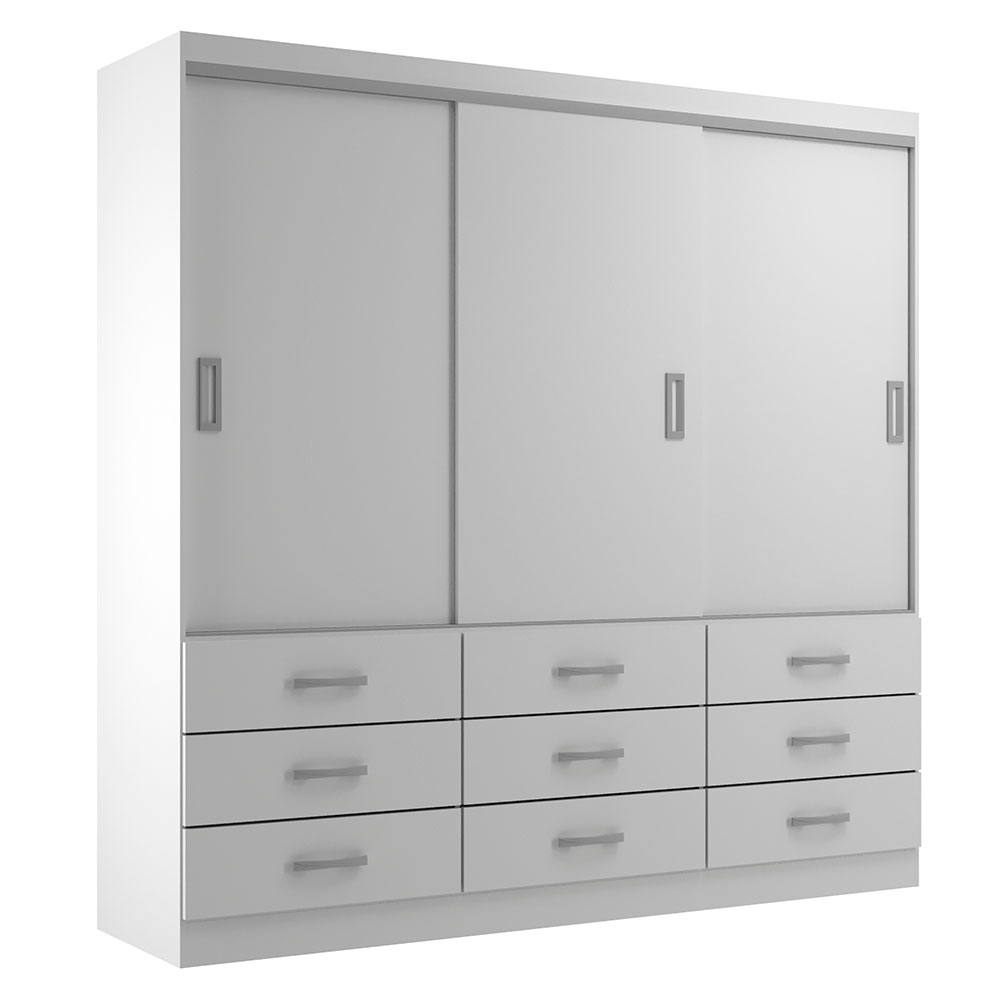 Guarda-Roupa Casal Isabela 3 Portas 9 Gavetas Branco