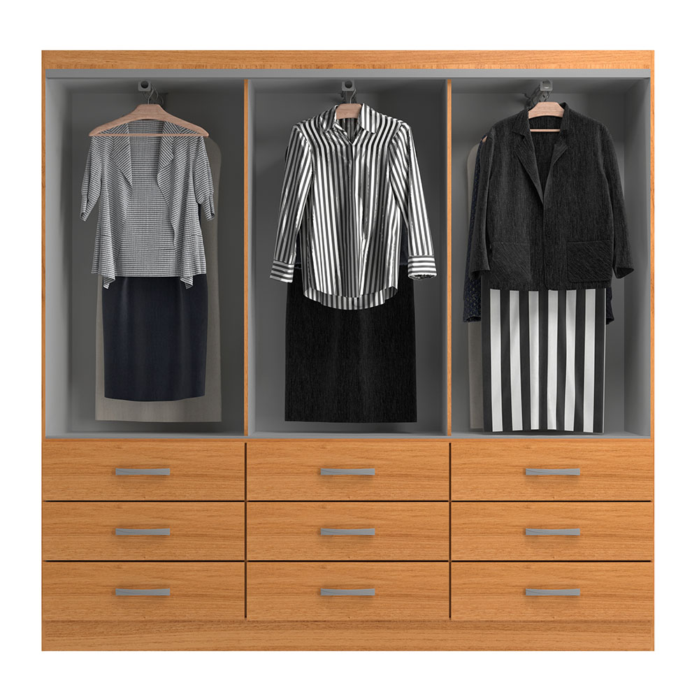Guarda-Roupa Casal Isabela 3 Portas 9 Gavetas Cinamomo