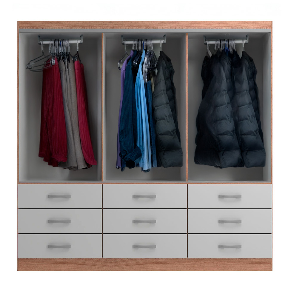 Guarda-Roupa Casal Isabela 3 Portas 9 Gavetas Off White