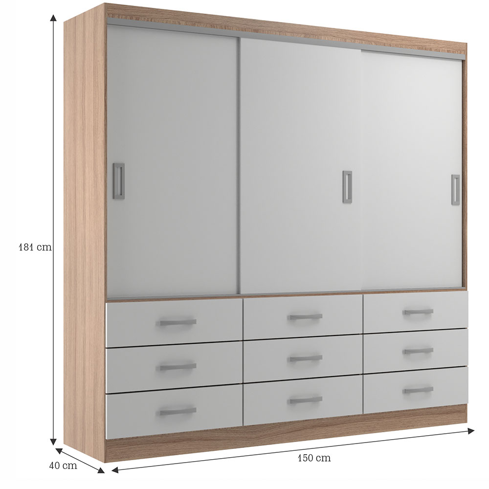 Guarda-Roupa Casal Isabela 3 Portas 9 Gavetas Off White