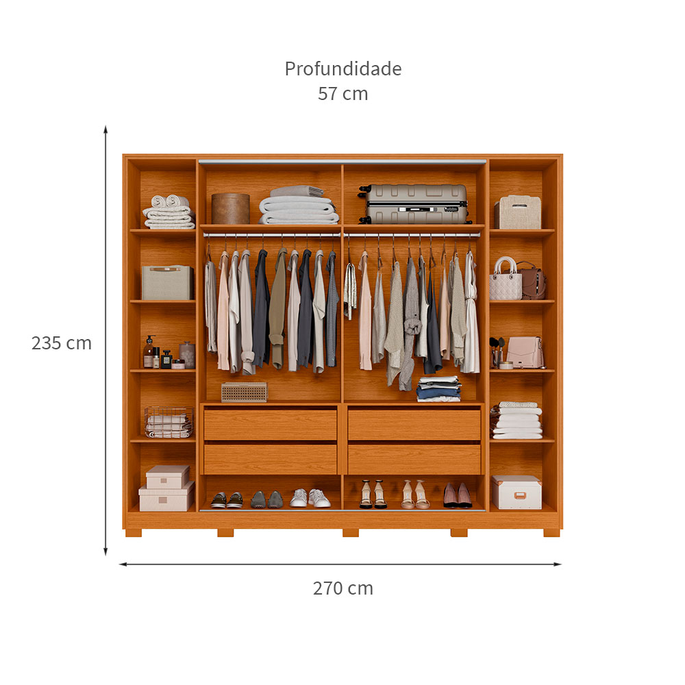 Guarda-Roupa Casal Jacarandá Flex 4 Portas 4 Gavetas Cinamomo e Off White