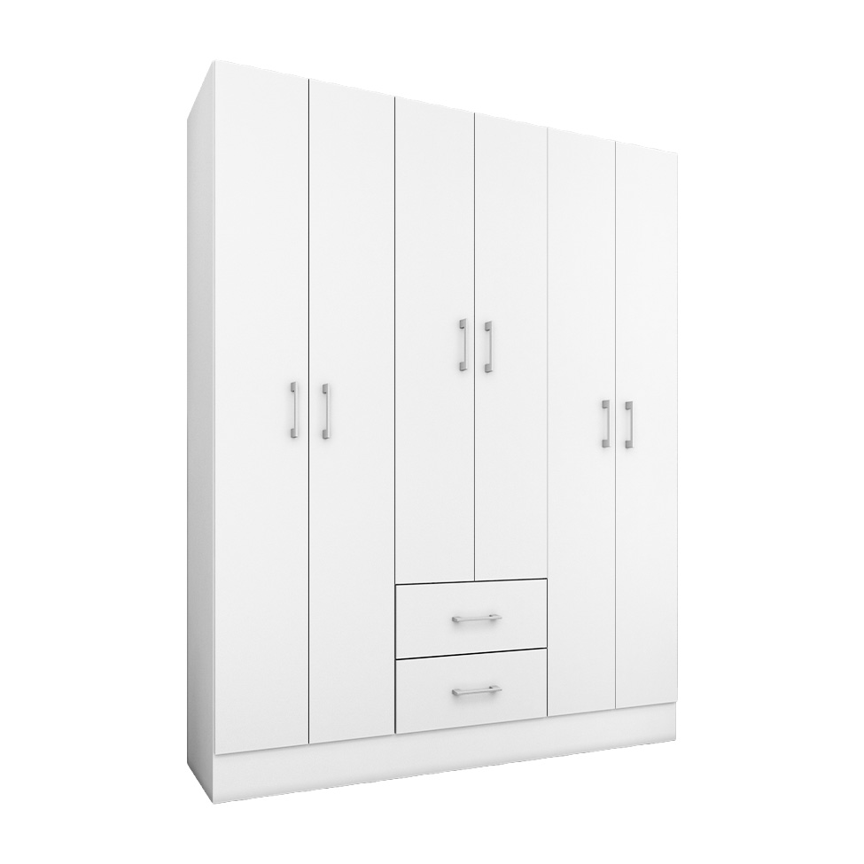Guarda-Roupa Casal Jamaica 6 Portas 2 Gavetas Branco