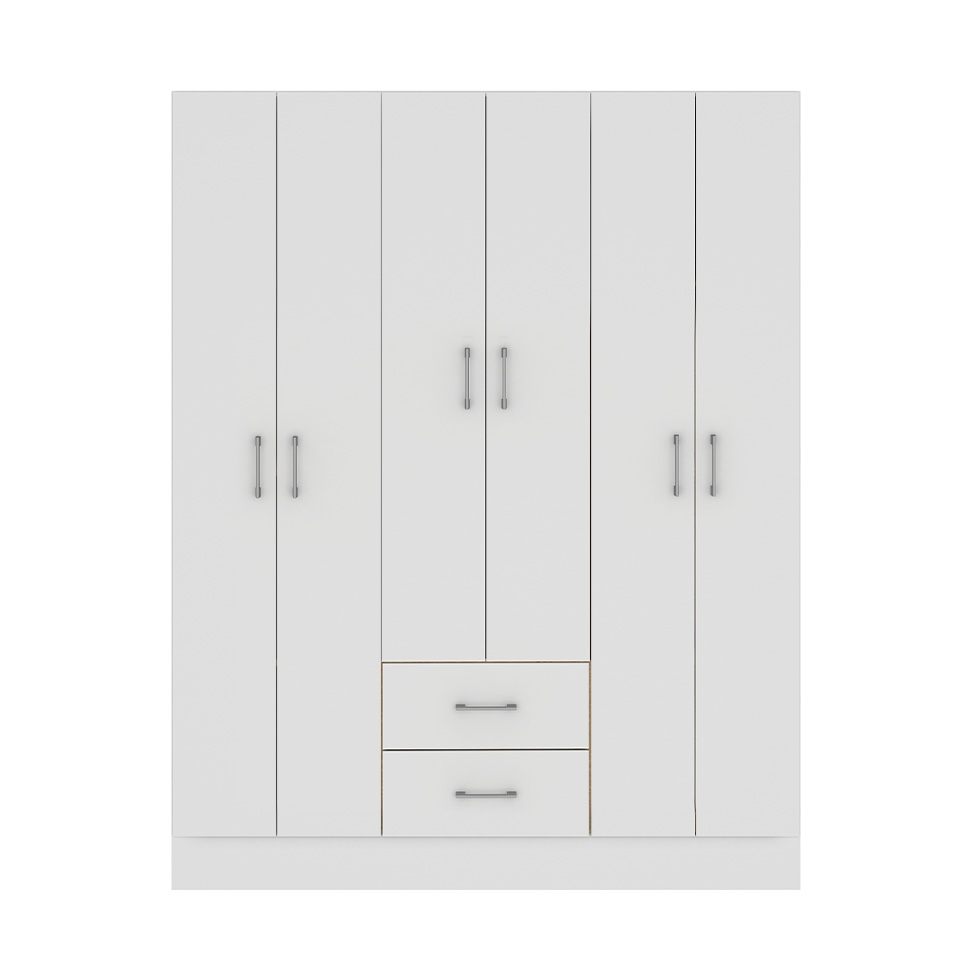 Guarda-Roupa Casal Jamaica 6 Portas 2 Gavetas Branco