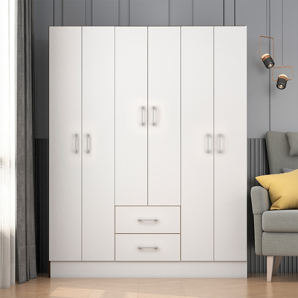 Guarda-Roupa Casal Jamaica 6 Portas 2 Gavetas Branco