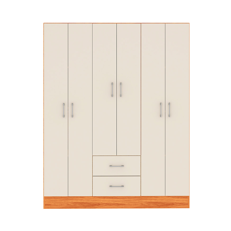 Guarda-Roupa Casal Jamaica 6 Portas 2 Gavetas Cinamomo e Off White