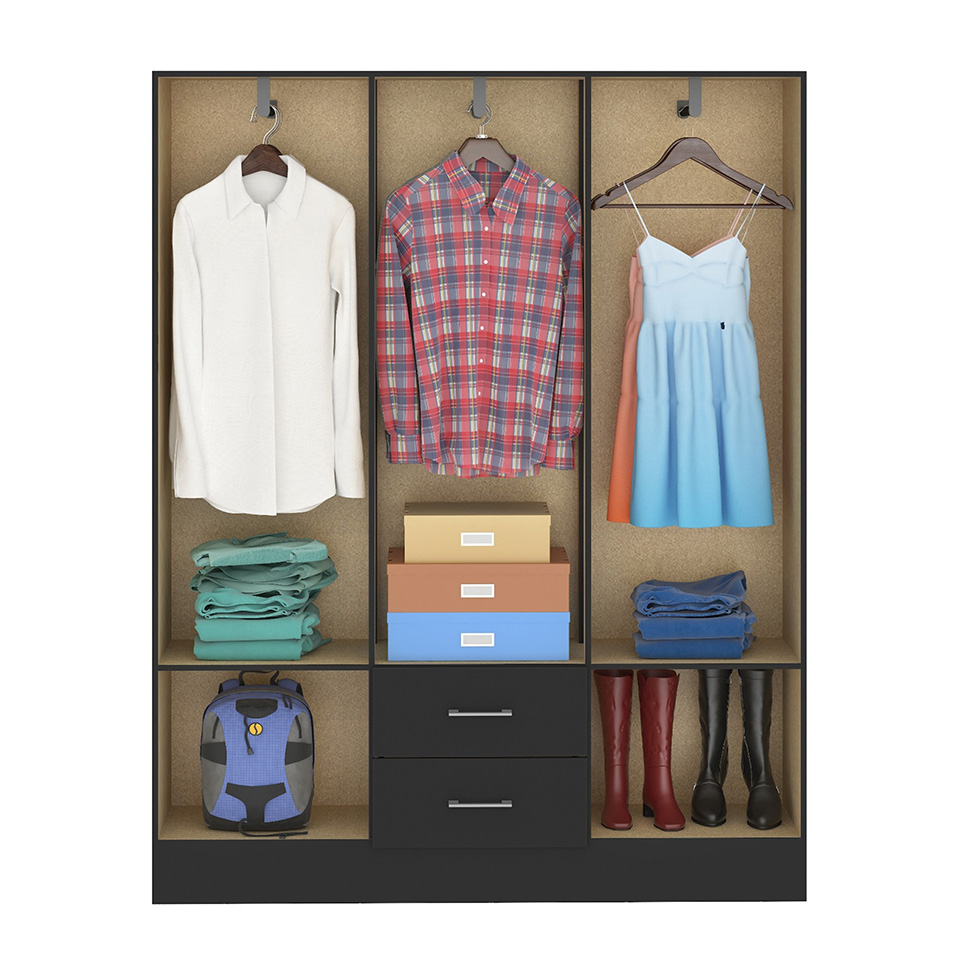 Guarda-Roupa Casal Jamaica 6 Portas 2 Gavetas Preto