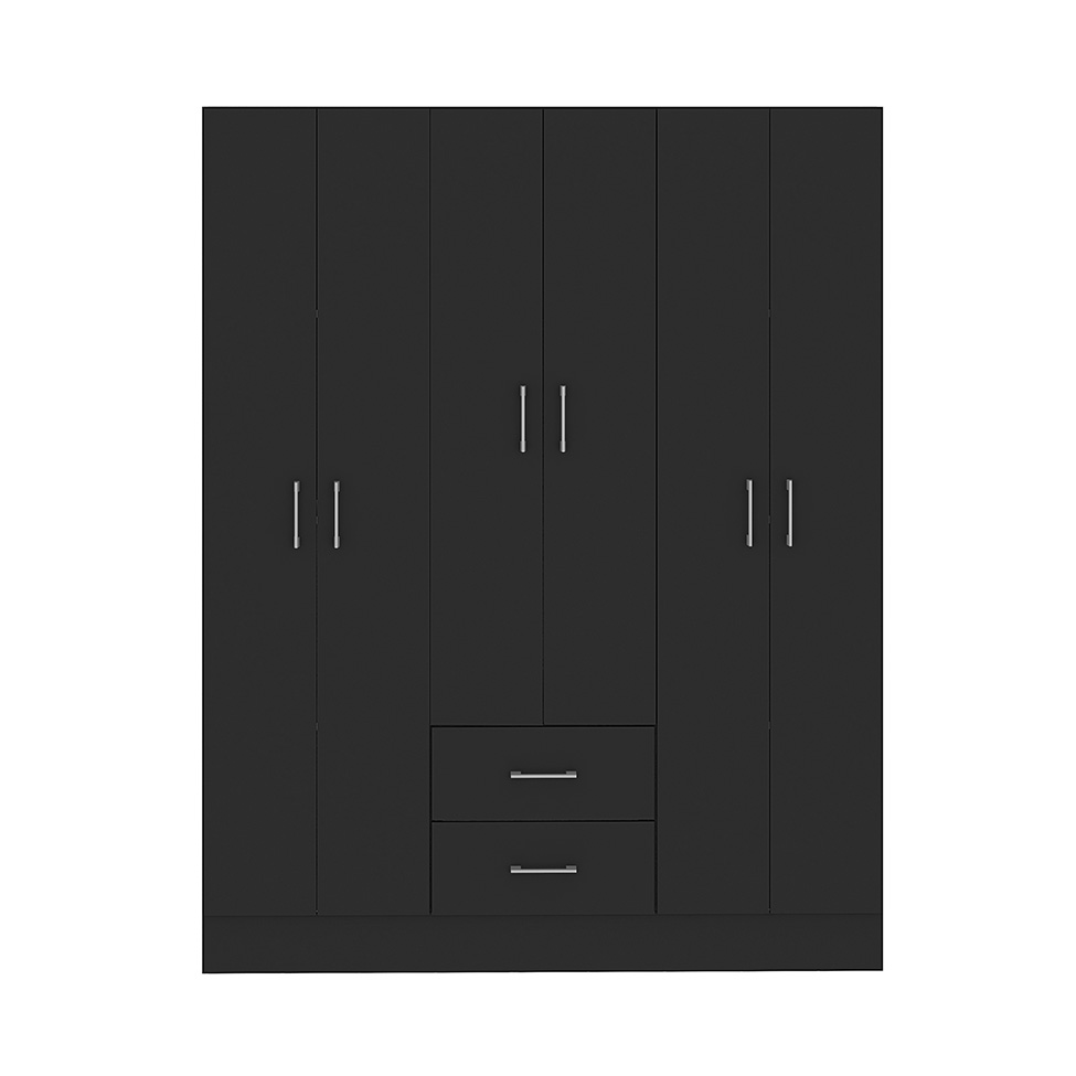 Guarda-Roupa Casal Jamaica 6 Portas 2 Gavetas Preto
