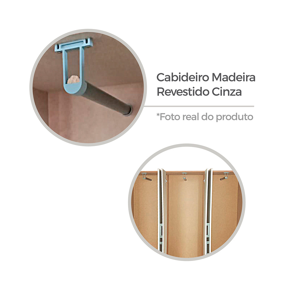 Guarda-Roupa Casal Jamaica 6 Portas 2 Gavetas Preto