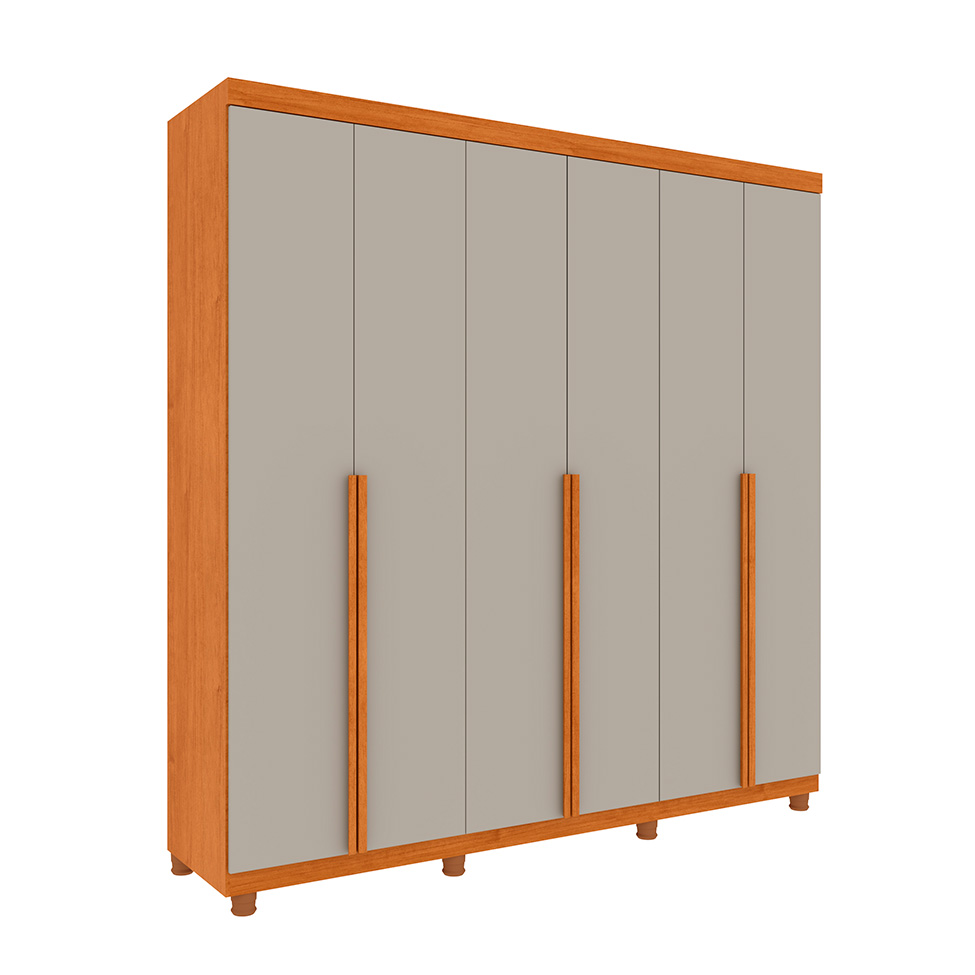 Guarda-Roupa Casal Joinville com Pés 6 Portas 4 Gavetas Cinamomo e Off White