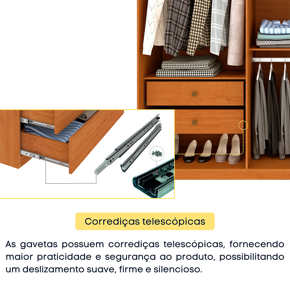 Guarda-Roupa Casal Joinville sem Pés 6 Portas 4 Gavetas Cinamomo