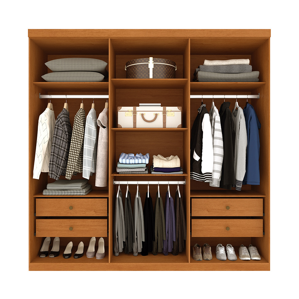 Guarda-Roupa Casal Joinville sem Pés 6 Portas 4 Gavetas Cinamomo e Off White