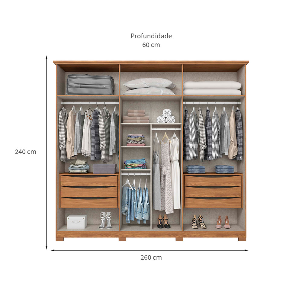 Guarda-Roupa Casal Leblon 6 Portas 6 Gavetas Nature
