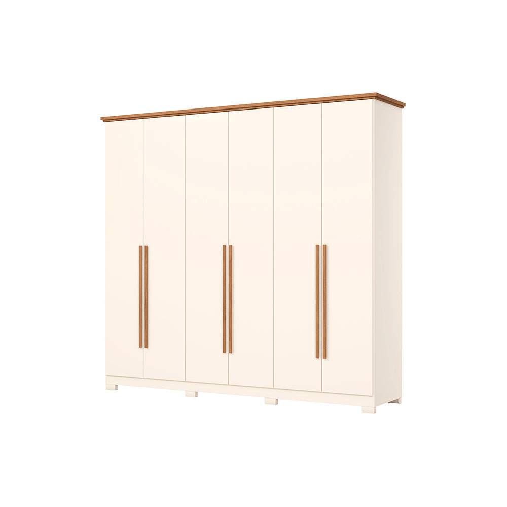 Guarda-Roupa Casal Leblon 6 Portas 6 Gavetas Off White e Nature